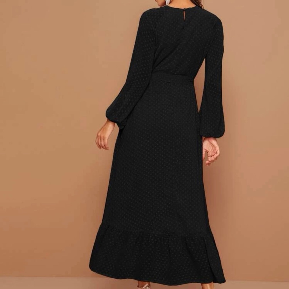 Lantern Sleeve Black Dress